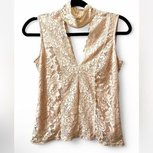 Bebe Christina Lace Panel and Lined Top